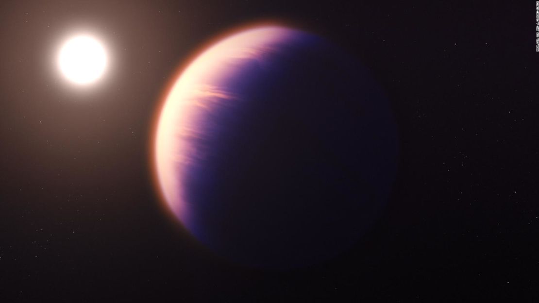 Esta ilustración muestra cómo podría verse el exoplaneta WASP-39 b, según la comprensión actual del planeta.