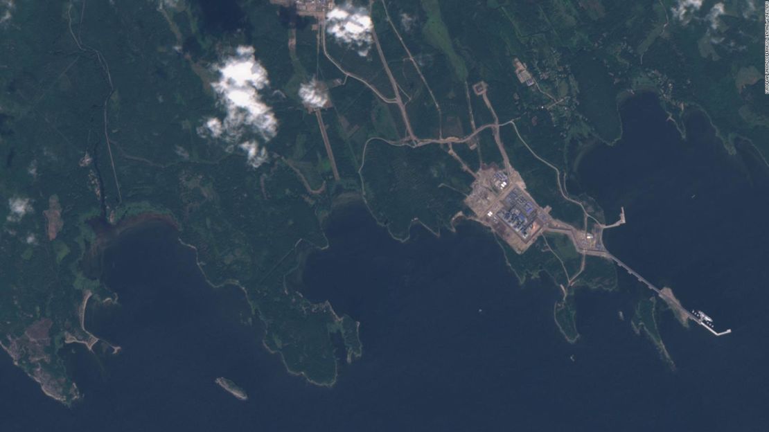 Las imágenes de satélite muestran una llamarada de gas en Portovaya, Rusia, el 7 de agosto de 2022. Unión Europea, imágenes de Copernicus Sentinel-2/Handout via Reuters