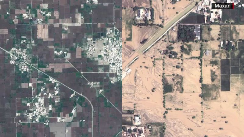Así se ve el antes y después de las inundaciones en pakistán captadas por un satélite | cnn