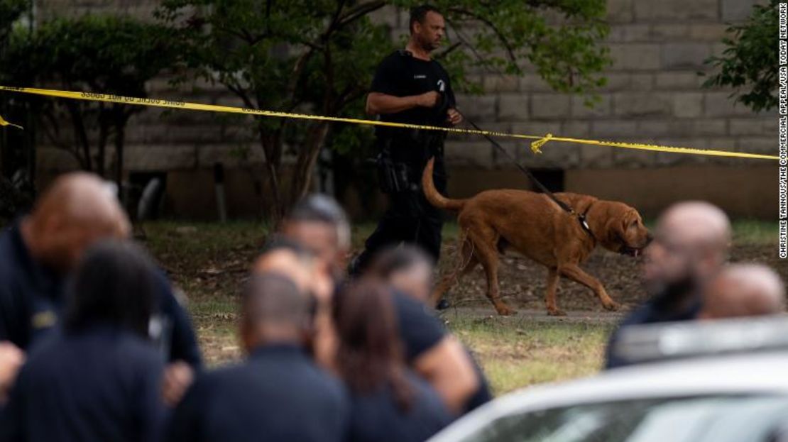 Los agentes trabajan en el lugar donde se cree que Eliza Fletcher fue secuestrada el viernes.