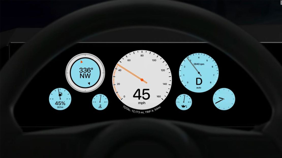 El velocímetro de Apple Carplay incluye un límite de velocidad de 160 mph en una versión.