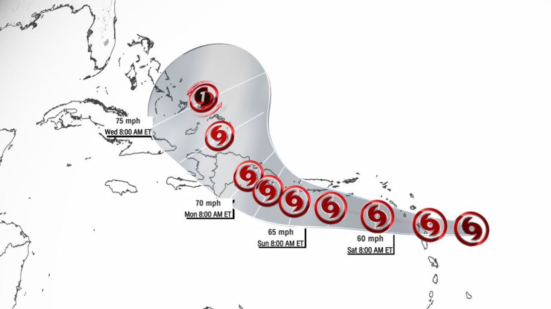 Posible trayectoria de la tormenta Fiona.