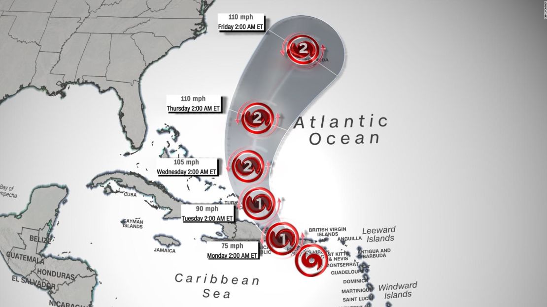 Pronóstico actual de la tormenta de Fiona a través del Atlántico.