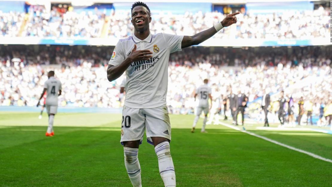 Vinícius celebra tras marcar el segundo gol del Real Madrid ante el Mallorca.