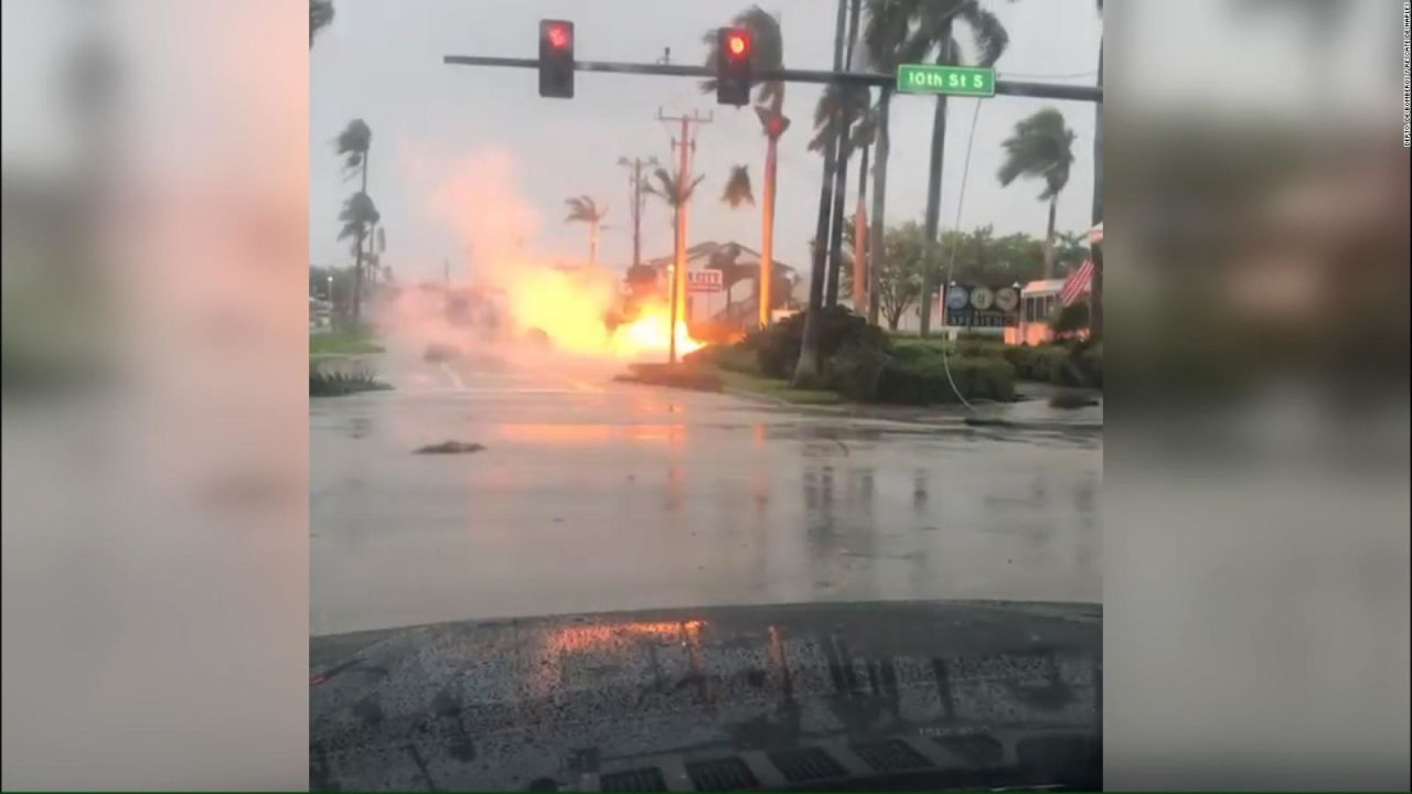 CNNE 1274226 - cables caidos se incendian mientras llega el huracan ian