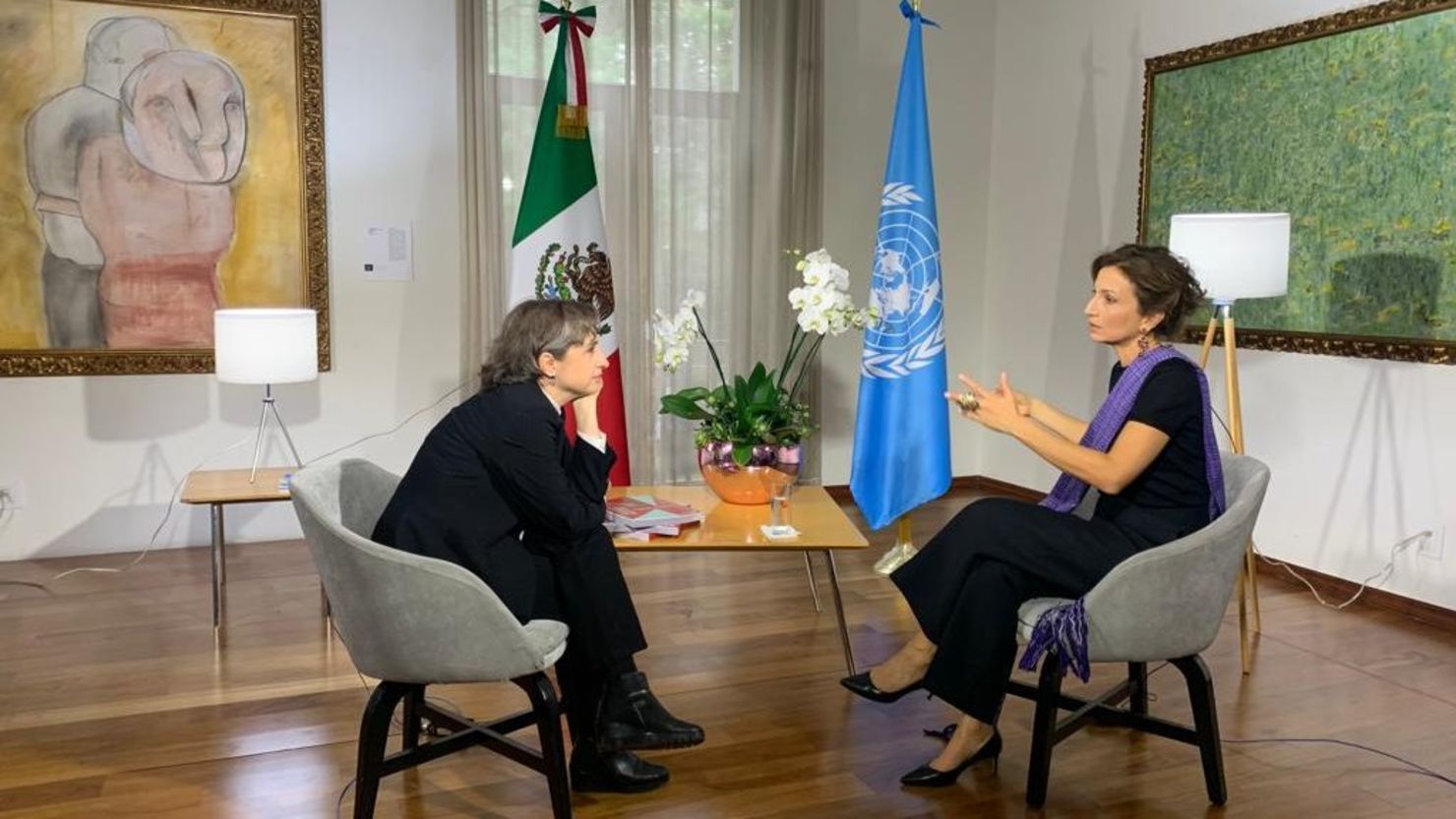 Carmen Aristegui habló con Audrey Azoulay, directora general de la Unesco, sobre el rediseño de la política cultural en Latinoamérica tras la pandemia de covid-19 en el marco de la conferencia mundial MONDIACULT 2022, que se lleva a cabo en la Ciudad de México.