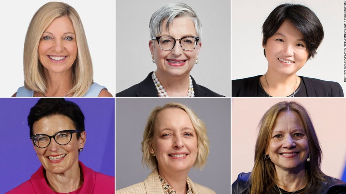 (En el sentido de las agujas del reloj, desde la parte superior izquierda) Karen Lynch, Carol Tomé, Jessica Tan, Jane Fraser, Julie Sweet y Mary Barra encabezan la lista de las mujeres más poderosas en los negocios de Fortune para 2022. Crédito: CVS Health/UPS/Ping An/Bloomberg/Getty Images/Reuters