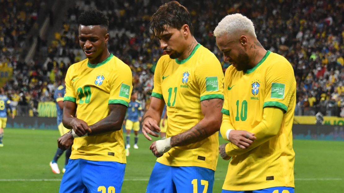 Vinícius Jr., Lucas Paquetá y Neymar buscarán en Qatar el sexto título mundial de Brasil. Crédito: Nelson Almeida/AFP/AFP vía Getty Images