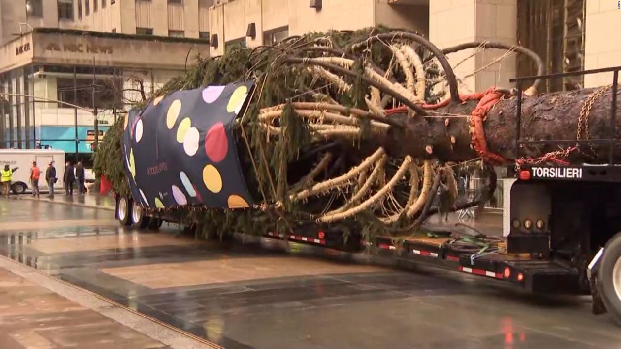 CNNE 1296532 - el arbol de navidad llega al rockefeller center