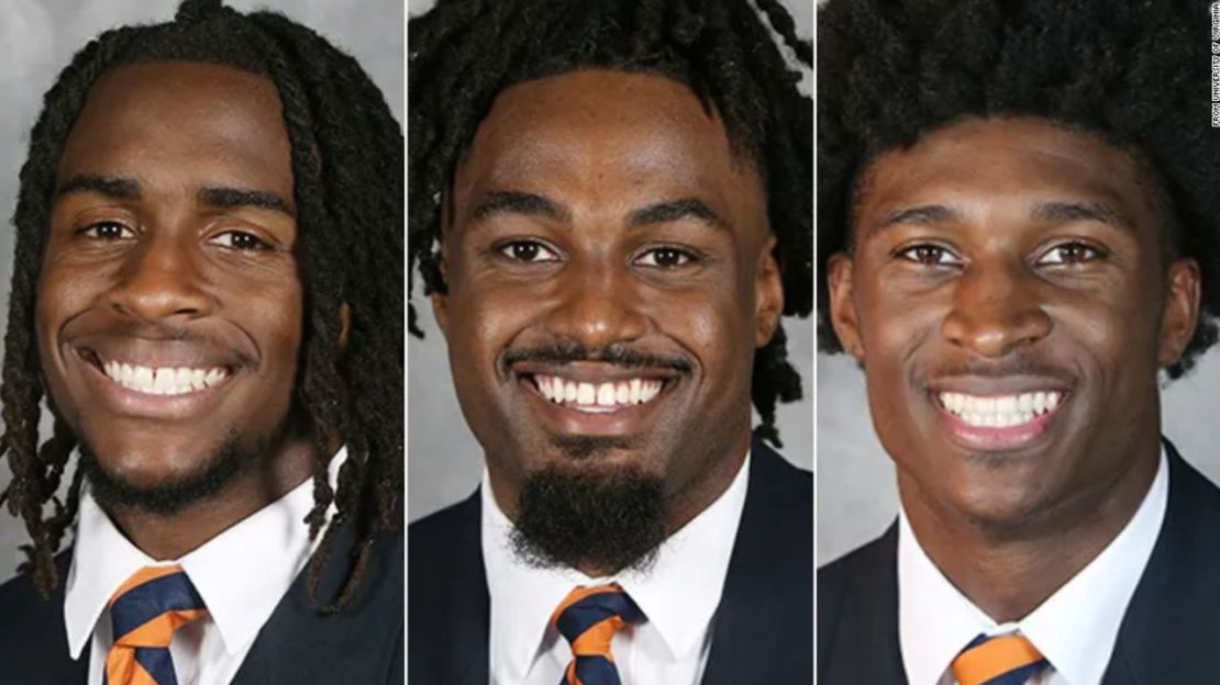 Devin Chandler, D'Sean Perry y Lavel Davis Jr. murieron en un tiroteo en el campus principal de la Universidad de Virginia.