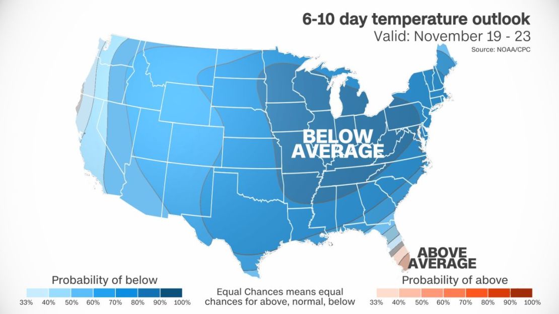 Previsión de temperaturas del 19 al 23 de noviembre.