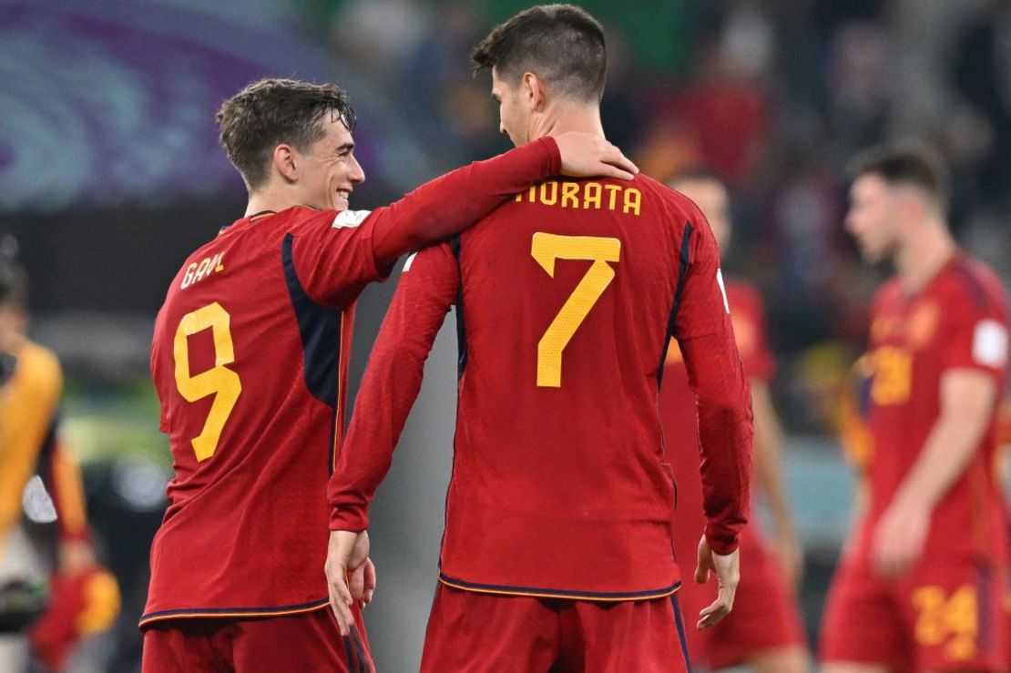 Gavi y Morata ante Costa Rica. Crédito: GLYN KIRK/AFP via Getty Images