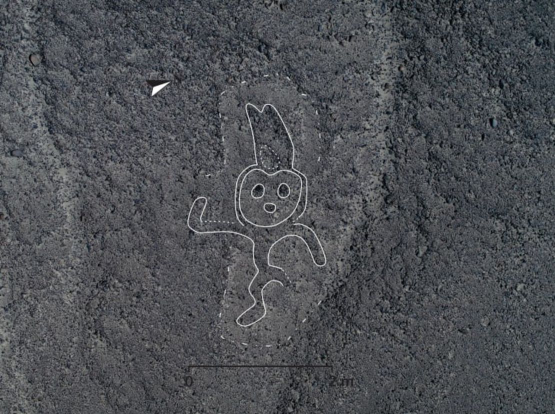 Los geoglifos, que se plasmaron en fotografías, representan formas humanas y diversos animales. Crédito: Universidad de Yamagata/Reuters