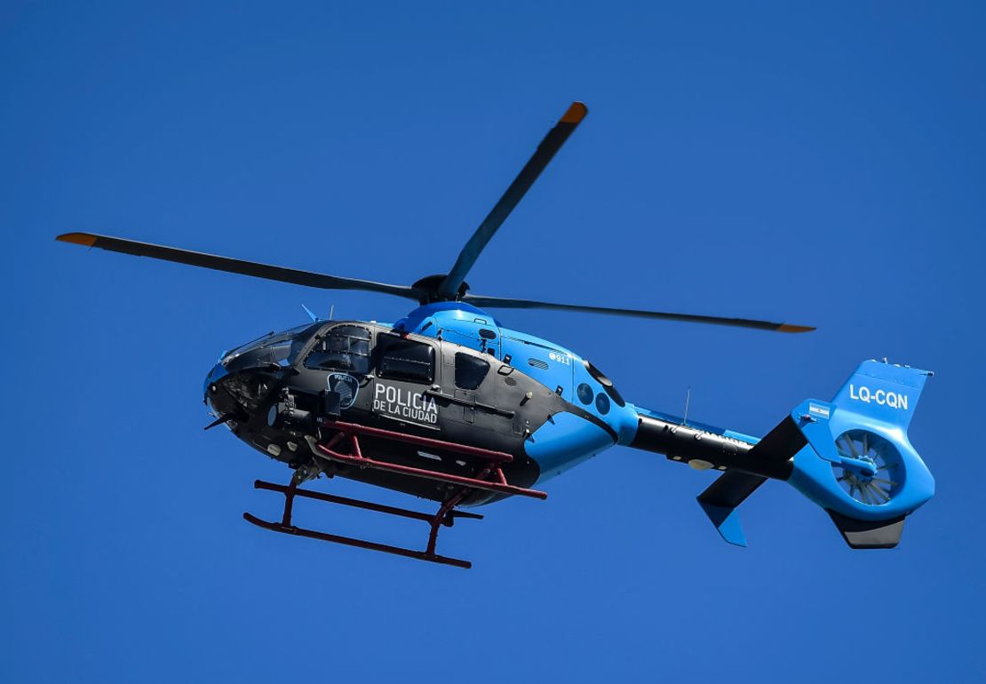 El helicóptero que trasladó a Messi, De Paul y Scaloni.