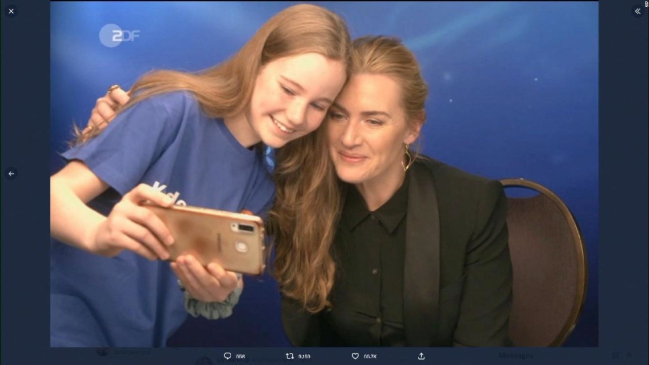 CNNE 1329454 - mira a kate winslet animando a una reportera para tranquilizarla