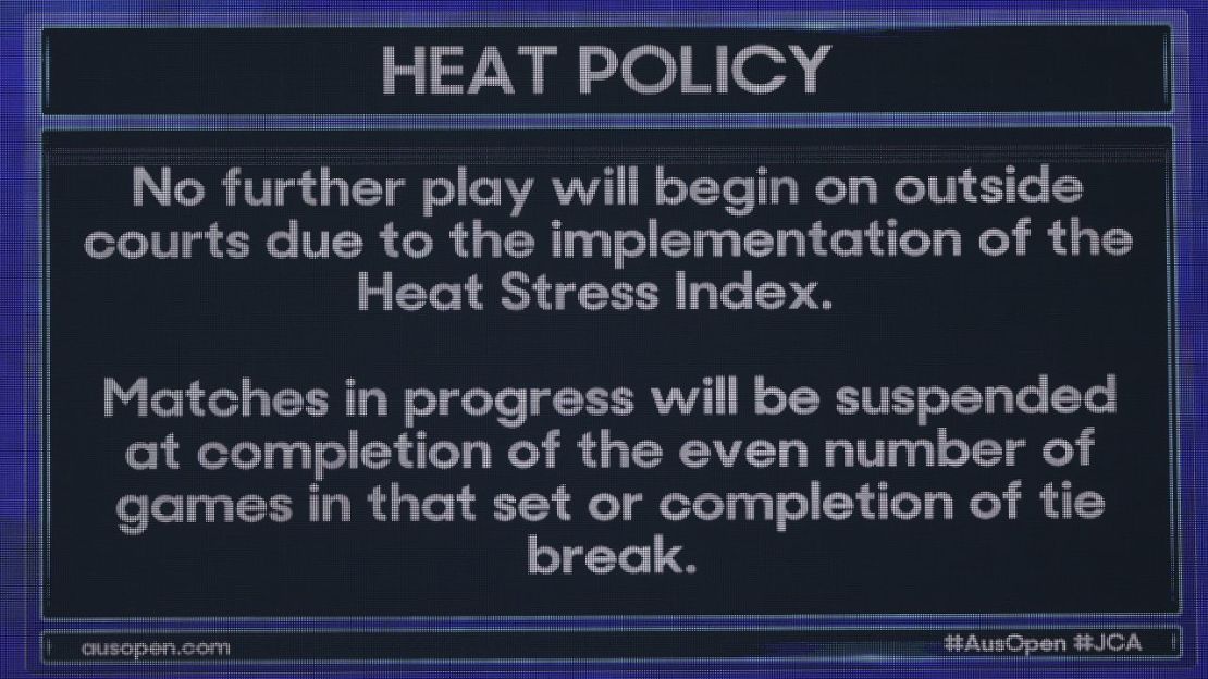 La política de calor del Abierto de Australia se muestra durante el segundo día de la edición 2023 de este Grand Slam.
