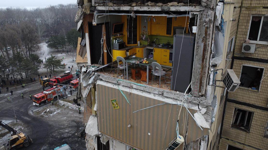 El interior expuesto de un apartamento en el bloque en Dnpiro, Ucrania, el 15 de enero.