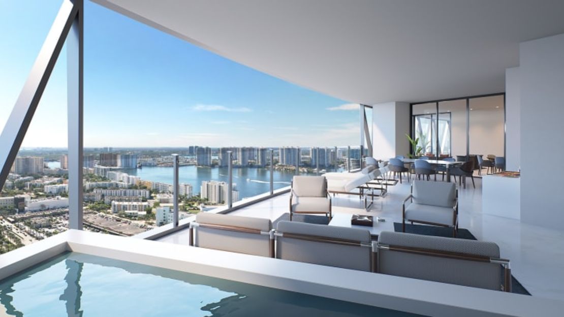 Las unidades también tienen enormes espacios al aire libre con una piscina privada climatizada y cocina completa. Credito: Cortesía Bentley Residences Miami