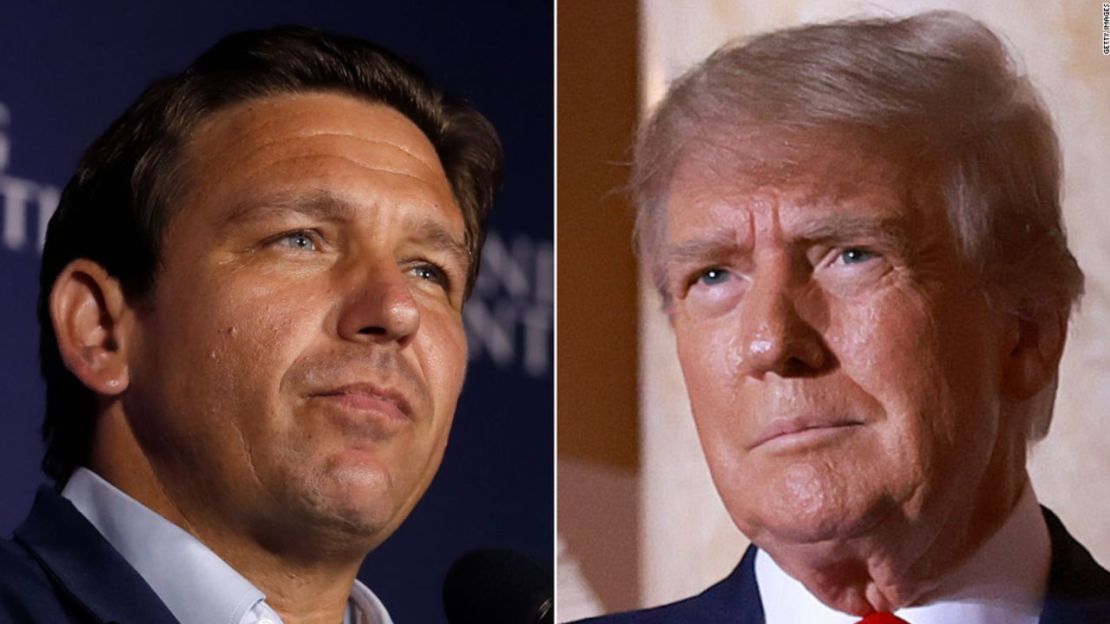 El gobernador de Florida, Ron DeSantis, y el expresidente Donald Trump.