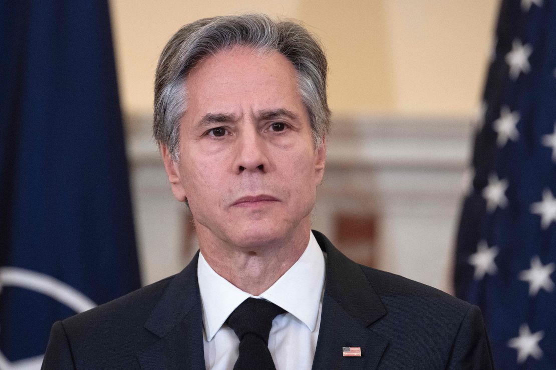 El secretario de Estado de EE.UU., Antony Blinken, durante una rueda de prensa en Washington D. C., el 8 de febrero.