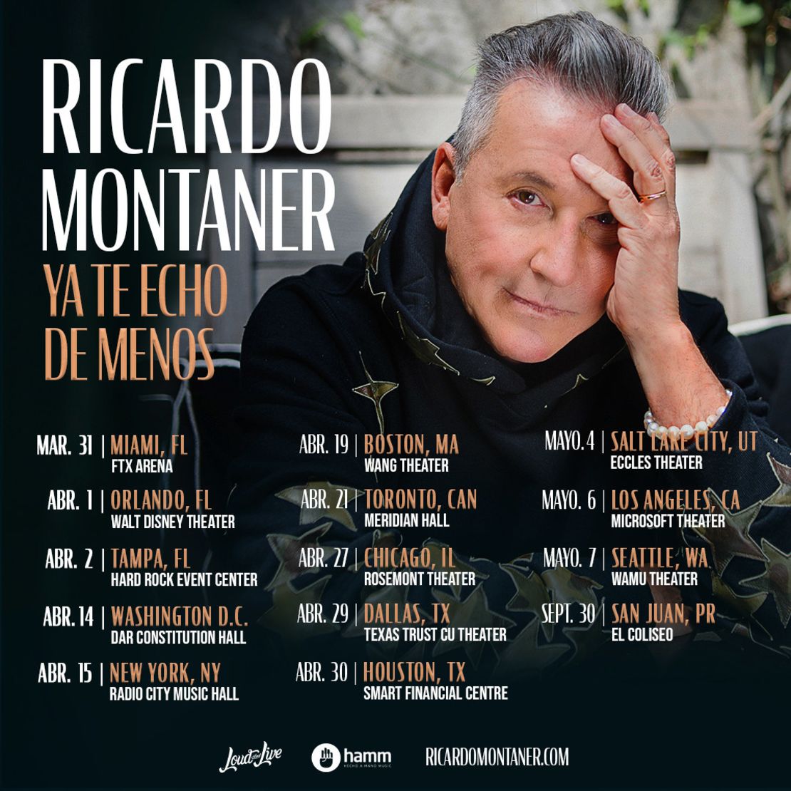 Ricardo Montaner "Ya Te Echo De Menos" 2023 Tour.