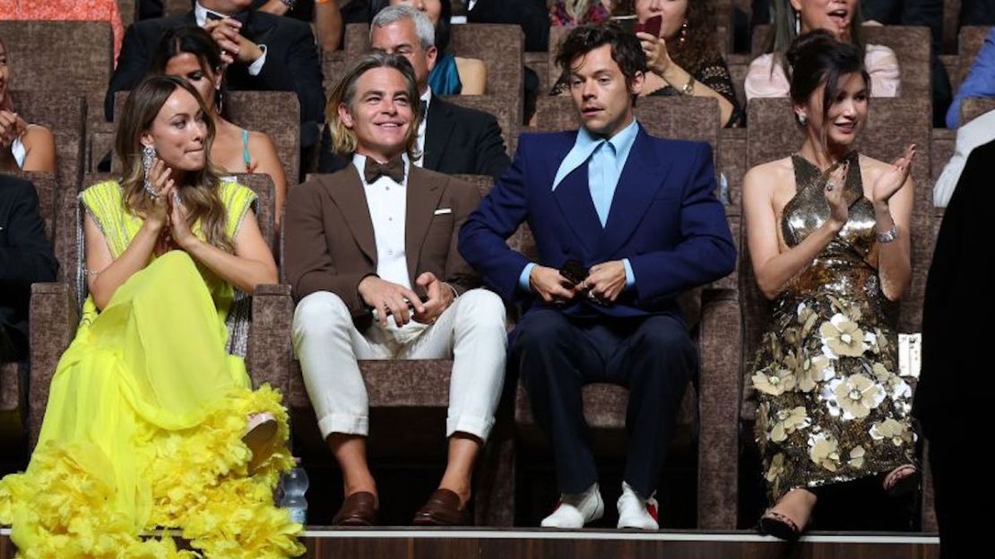 (Desde la izquierda) Olivia Wilde, Chris Pine, Harry Styles y Gemma Chan en el Festival de Cine de Venecia en 2022. Vittorio Zunino Celotto/Getty Images