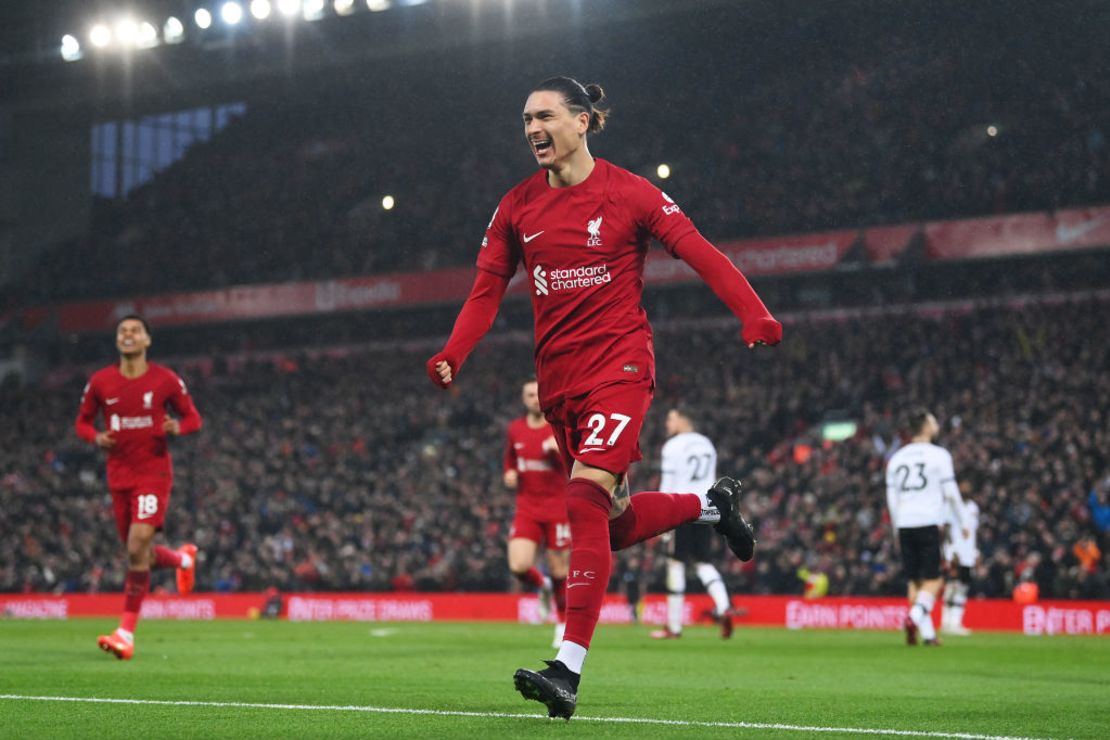 Darwin Núñez celebra el segundo gol. Crédito: Michael Regan/Getty Images