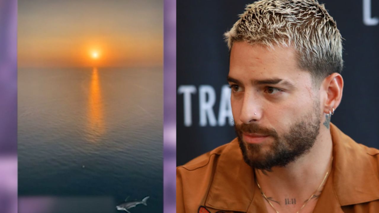 Maluma graba dos tiburones que lo desaniman para meterse al mar