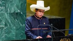 Pedro Castillo fotografiado en Nueva York el 21 de septiembre de 2021. Crédito: Mary Altaffer - Pool/Getty Images