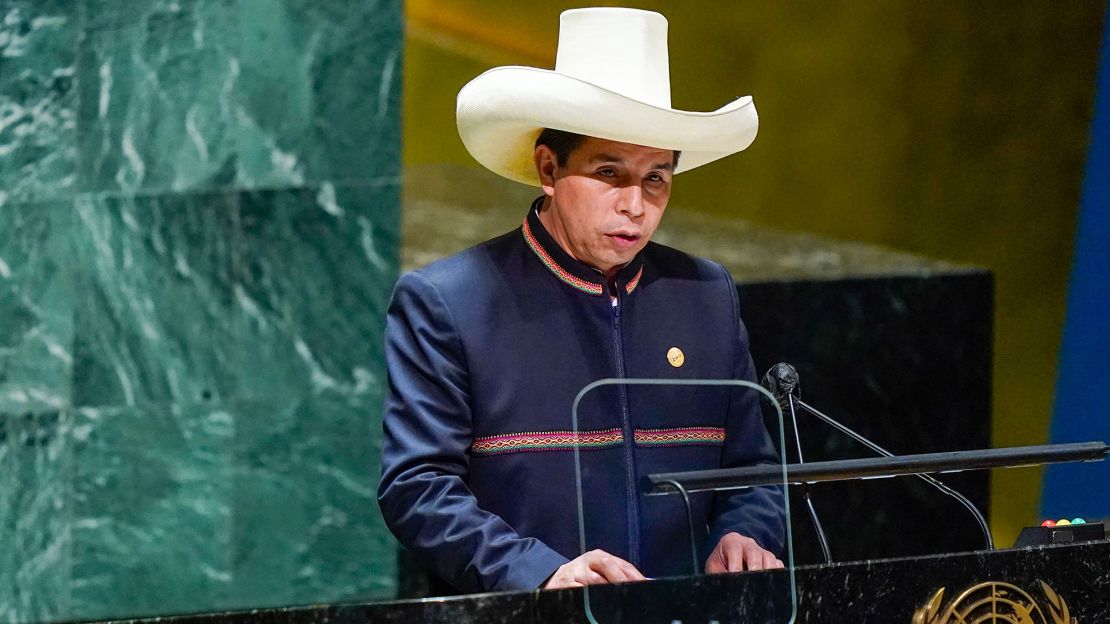 Pedro Castillo fotografiado en Nueva York el 21 de septiembre de 2021. Crédito: Mary Altaffer - Pool/Getty Images