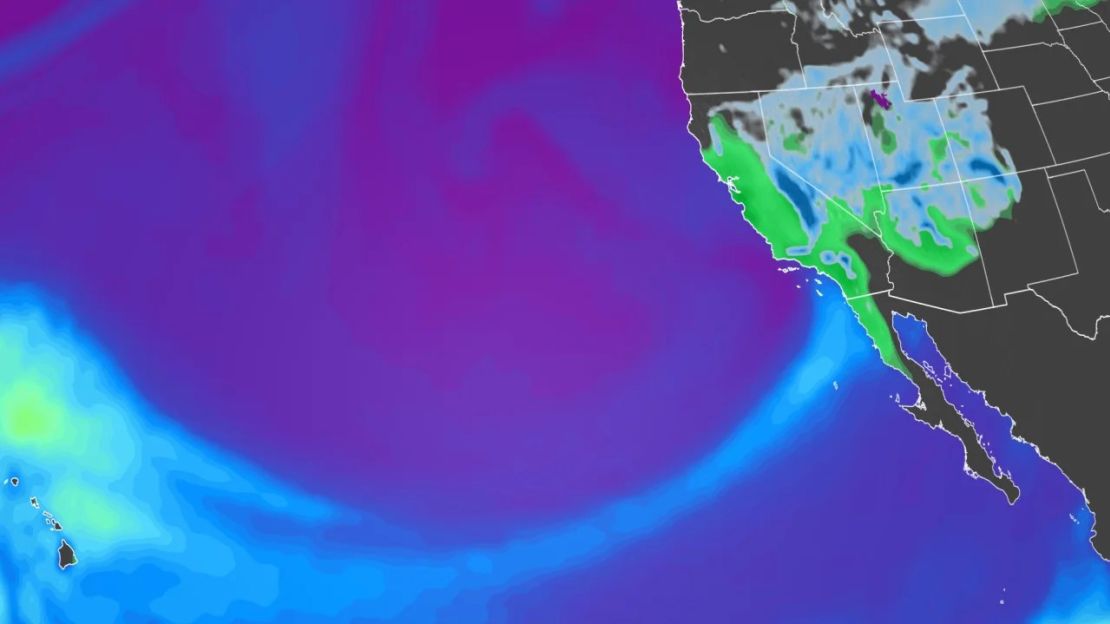 California se enfrenta este año a su duodécimo río atmosférico, tras una sequía histórica. La tormenta de esta semana está canalizando humedad hacia California desde el océano Pacífico central. Crédito: CNN