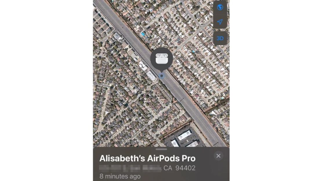 Alisabeth rastreó sus AirPods hasta la vivienda de alguien en el área de la Bahía de San Francisco.