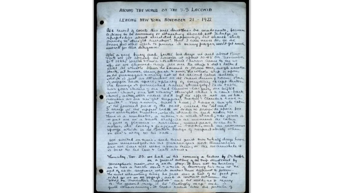 La primera entrada del diario de viaje de Eleanor Phelps.