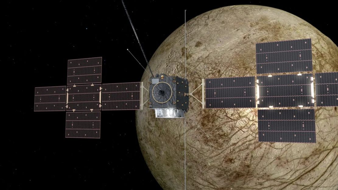 La misión Juice volará dos veces por encima de la luna Europa. Crédito: Agencia Espacial Europea