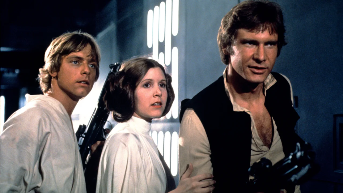 Luke, Leia y Han desarrollan un extraño triángulo amoroso en Una nueva esperanza.