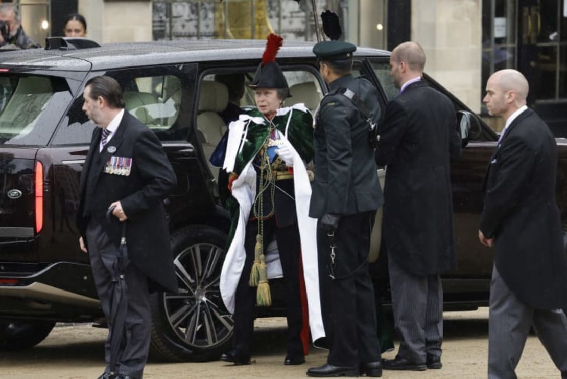 La mirada militante de la princesa Ana destacó sobre el resto de la multitud de asistentes. Crédito: Jeff J. Mitchell/Getty Images