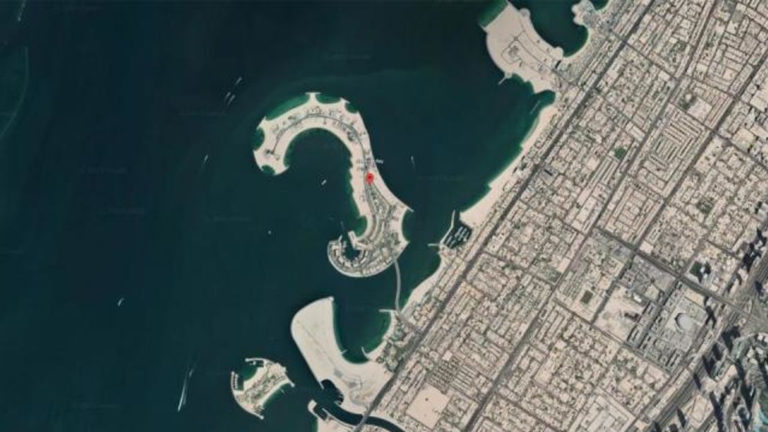 Vista de Google Earth de la isla de Jumeirah Bay.