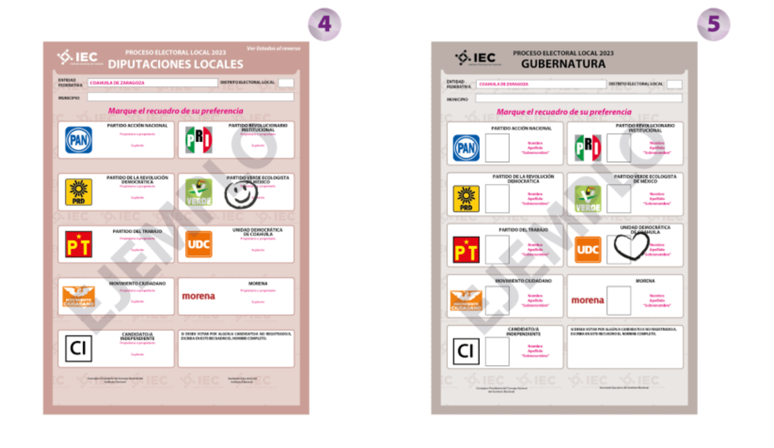 Formas de marcar una boleta en las elecciones para que el voto sea válido.