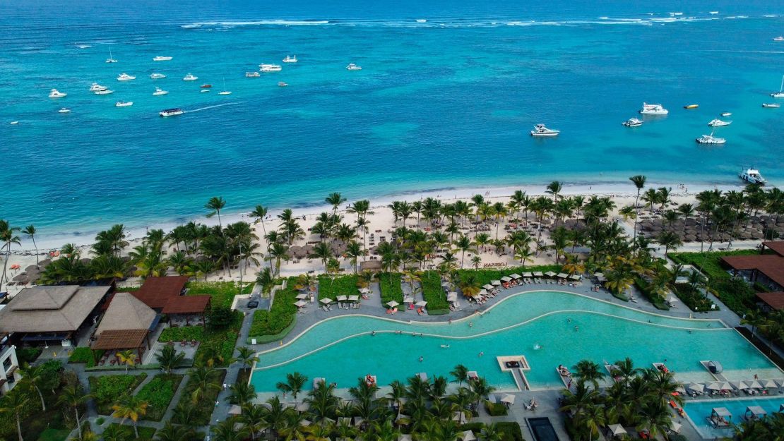 Vista aérea de una playa en Punta Cana en República Dominicana, el 7 de enero de 2022. Crédito: ERIKA SANTELICES/afp/AFP vía Getty Images