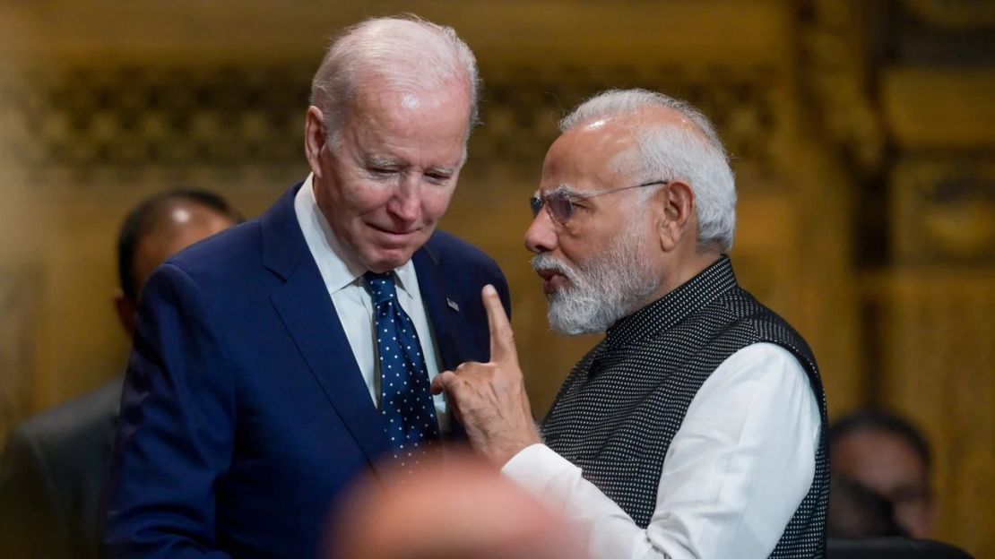 El presidente de Estados Unidos, Joe Biden, conversa con el primer ministro de la India, Narendra Modi, en la inauguración de la Cumbre del G20 en Bali, en noviembre. Los líderes mundiales volverán a reunirse en la Casa Blanca el jueves.