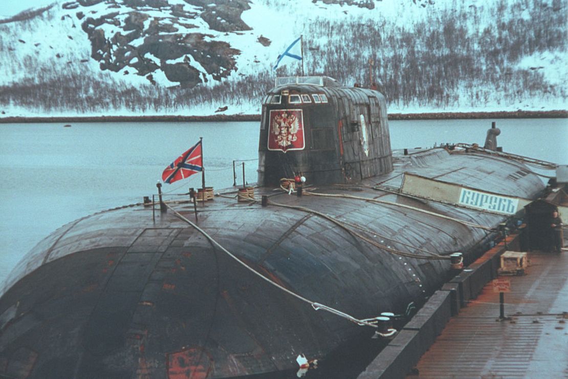 El submarino nuclear ruso, Kursk, en el año 1995. El Kursk naufragó tras la explosión de un misil durante un ejercicio naval en el mar de Barents el 12 de agosto del año 2000. Los 118 tripulantes murieron