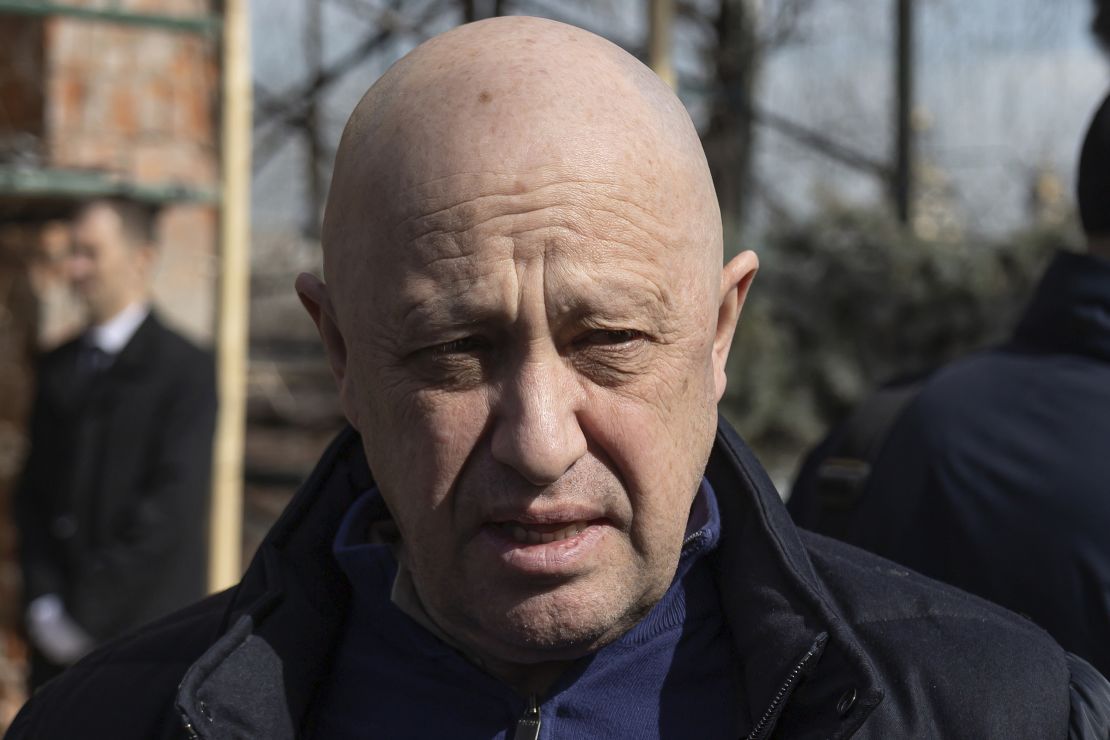 FILE - Yevgeny Prigozhin, the owner of the Wagner Group military company, arrives during a funeral ceremony at the Troyekurovskoye cemetery in Moscow, Russia, Saturday, April 8, 2023. Prigozhin is threatening to pull his troops out of the protracted battle for the eastern Ukraine city of Bakhmut next week. He accused Russia’s military command Friday, May 5 of starving his forces of ammunition and rendering them unable to fight. (AP Photo, file)The chief of the private military Wagner group, Yevgeny Prigozhin, speaks in Moscow on April 8. AP