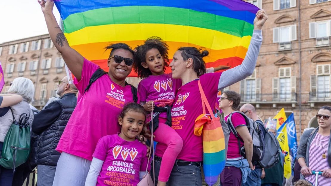 Otra protesta de Rainbow Families en Torino en abril.