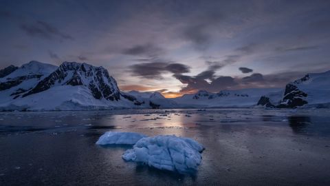 Se ven icebergs derritiéndose en la isla Horseshoe en la Antártida el 26 de febrero de 2023.