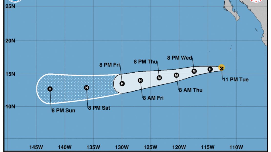 Pronóstico de la trayectoria del huracán Dora.