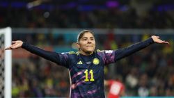 MELBOURNE, AUSTRALIA - AUGUST 08: Catalina Usme of Colombia applauds fans after substituted during the FIFA Women's World Cup Australia & New Zealand 2023 Round of 16 match between Colombia and Jamaica at Melbourne Rectangular Stadium on August 08, 2023 in Melbourne, Australia.