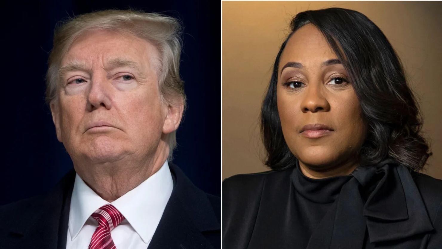El expresidente Donald Trump y la fiscal de distrito del condado de Fulton, Fani Willis.