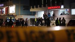 General view of the hospital where presidential candidate Fernando Villavicencio was taken after being shot at a rally in Quito, on August 9, 2023. Villavicencio was shot to death after a rally in Quito. Villavicencio, 59 years old and whose death was confirmed by local media by the Minister of the Interior, Juan Zapata, friends and relatives of the victim, was one of the eight candidates in the first round of the presidential elections that are held in advance on August 20 in Ecuador, a country suffering an increase in violence linked to drug trafficking. (Photo by Galo PAGUAY / AFP)