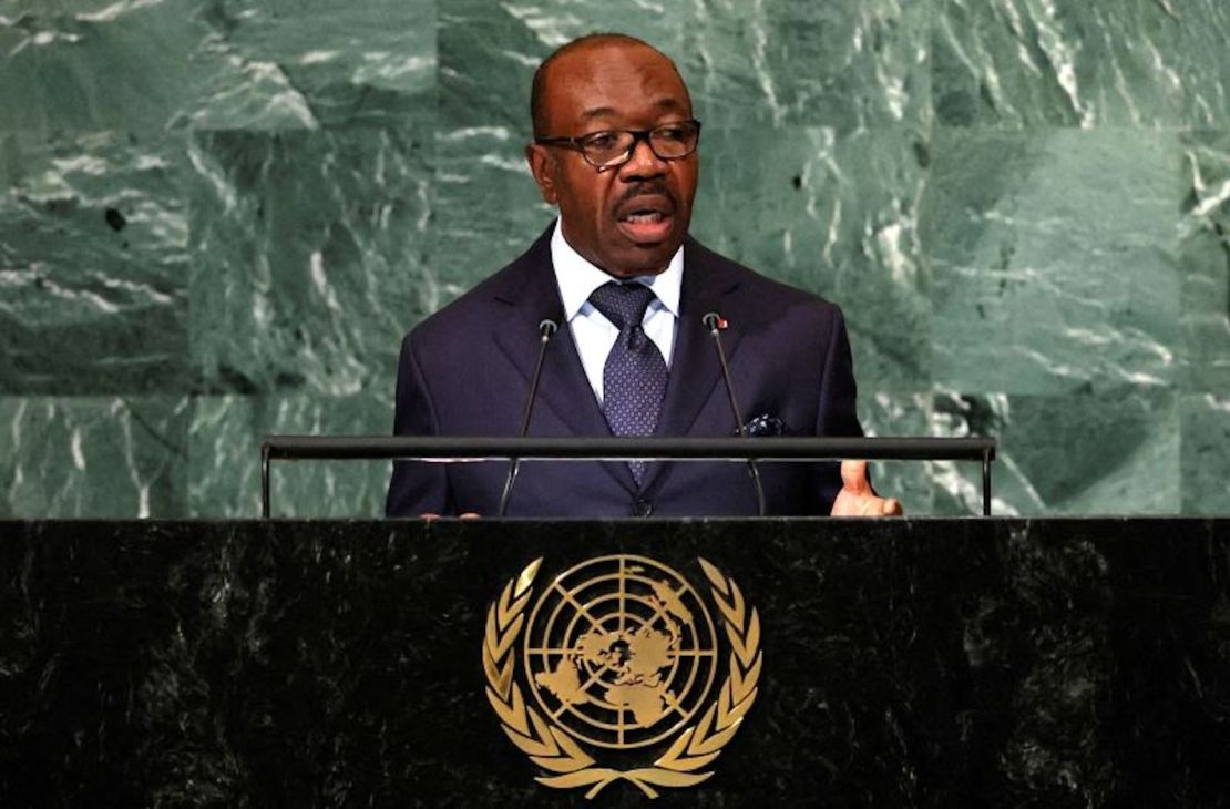 El presidente de Gabón, Ali Bongo Ondimba, se dirige a la Asamblea General de las Naciones Unidas en la ciudad de Nueva York el 21 de septiembre de 2022.