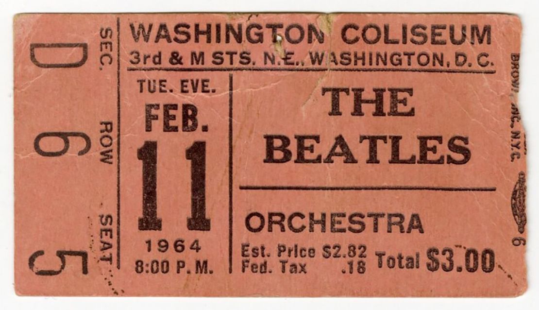 Ticket del primer concierto de los Beatles en EE.UU. Crédito: Gotta Have Rock and Roll